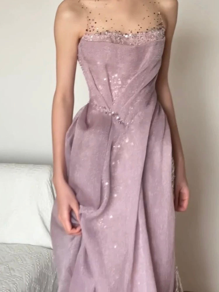 Beautiful A Line Lilac Sequins With Ruffles For High Schools Teens Prom Dresses Graduation Dress N1686