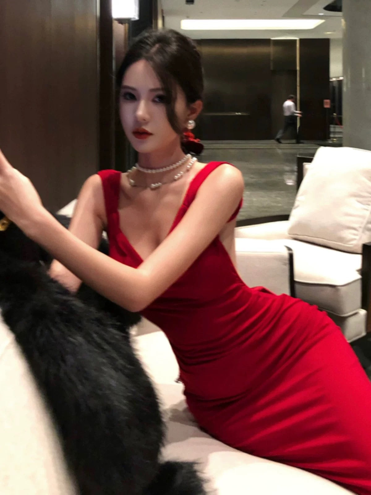Sexy Prom Dresses Mermaid Spaghetti Strap Red Backless With Pleated Formal Evening Dress N3979