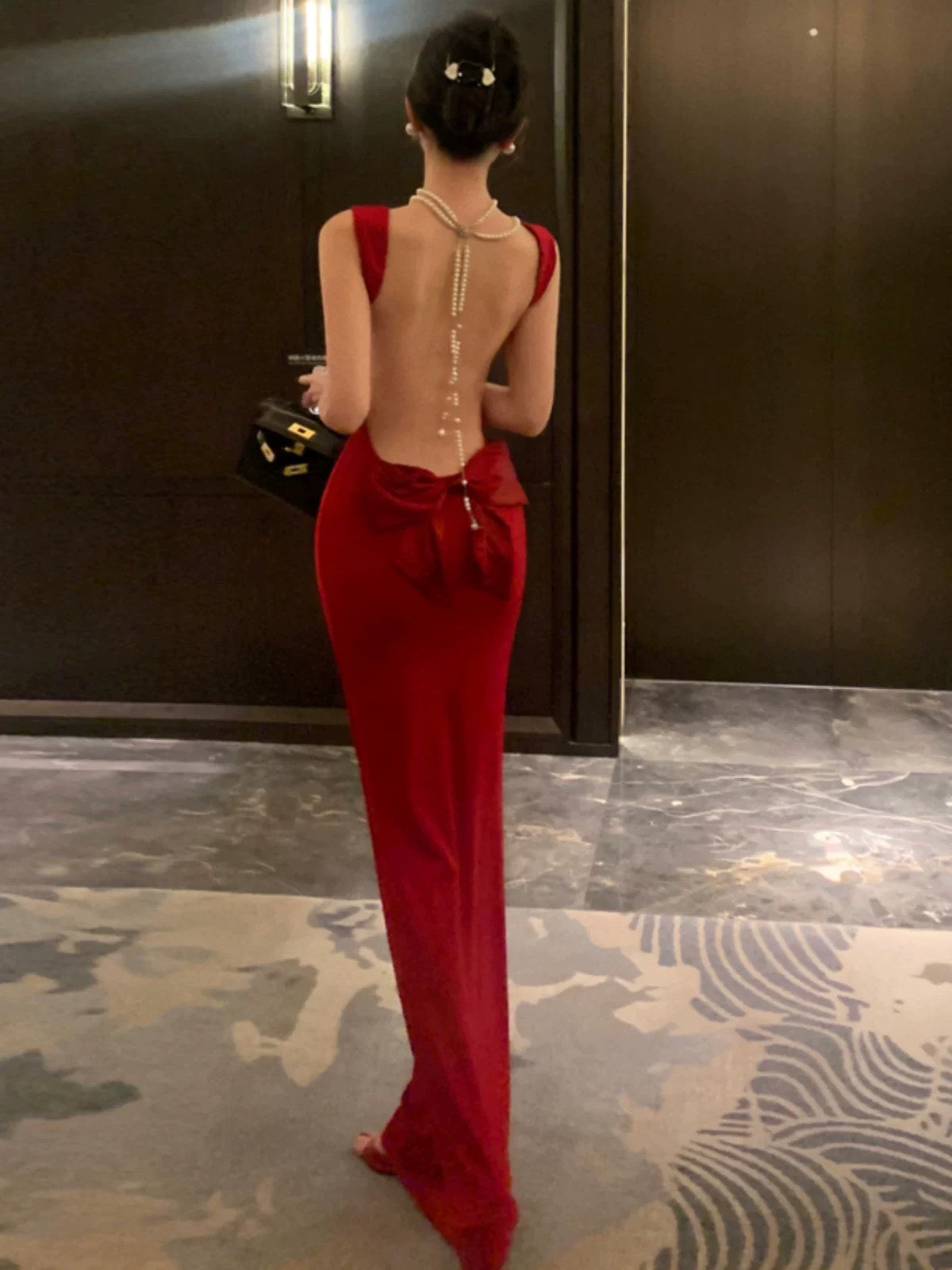 Sexy Prom Dresses Mermaid Spaghetti Strap Red Backless With Pleated Formal Evening Dress N3979