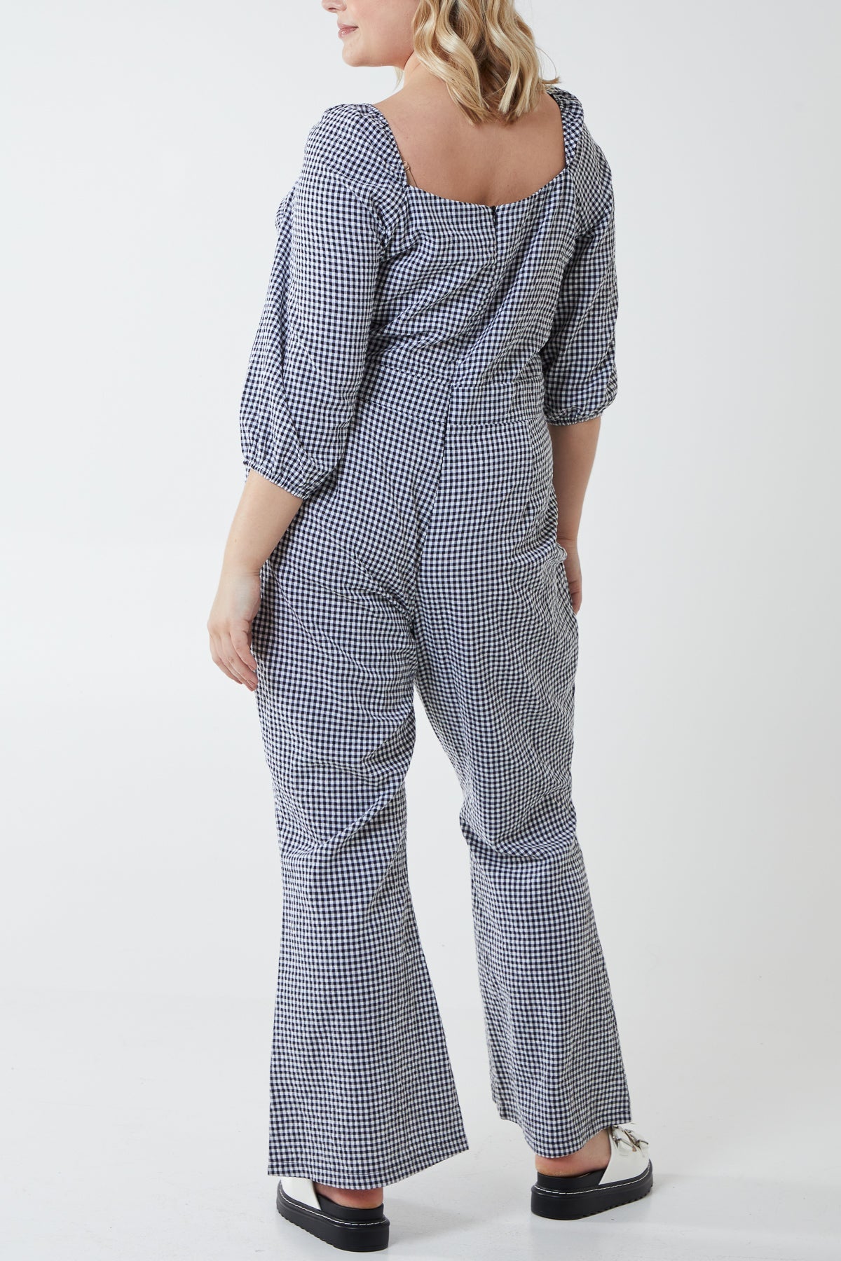 Curve Milkmaid Gingham Jumpsuit
