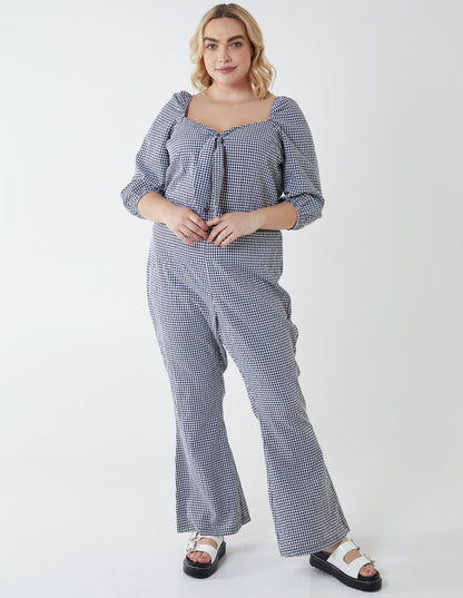 Curve Milkmaid Gingham Jumpsuit