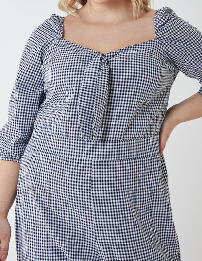 Curve Milkmaid Gingham Jumpsuit