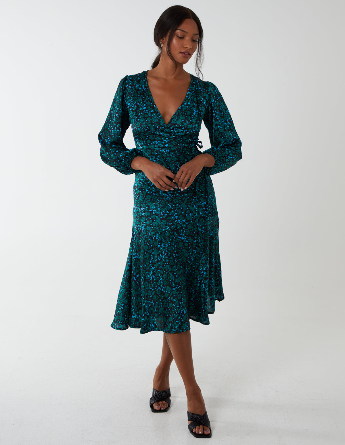 Wrap Front Midi Dress