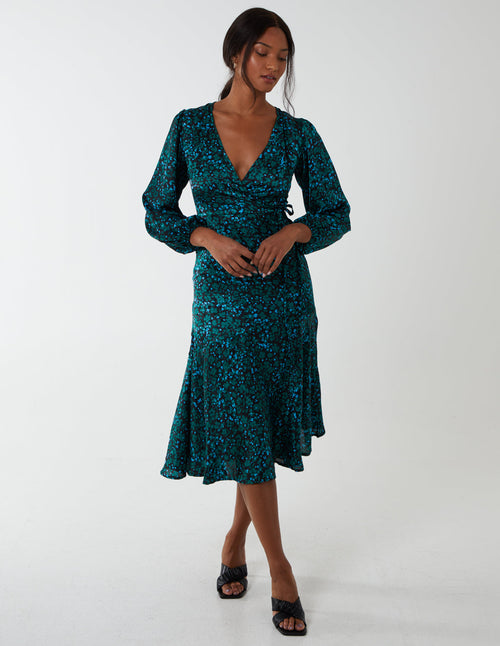 Wrap Front Midi Dress