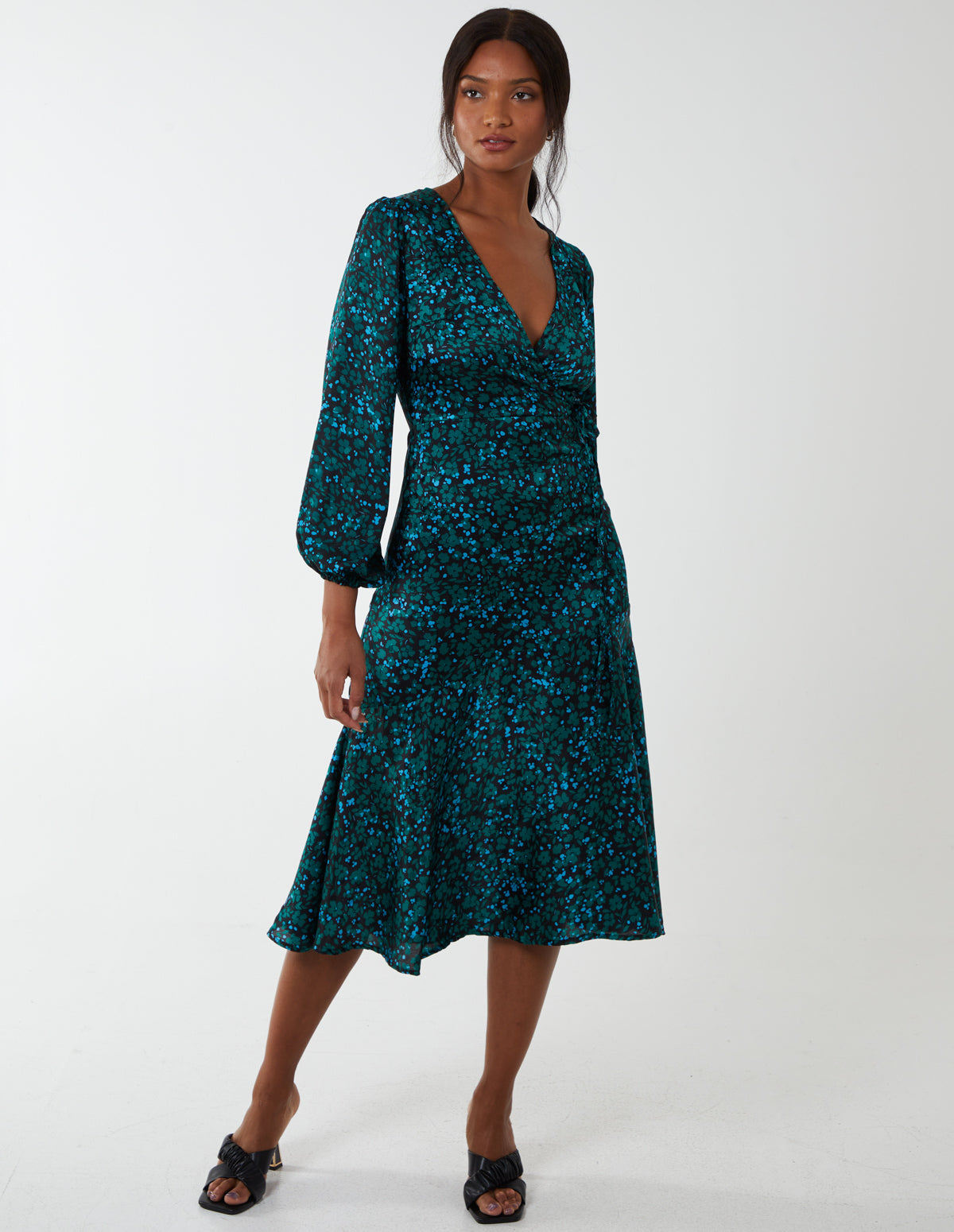 Wrap Front Midi Dress
