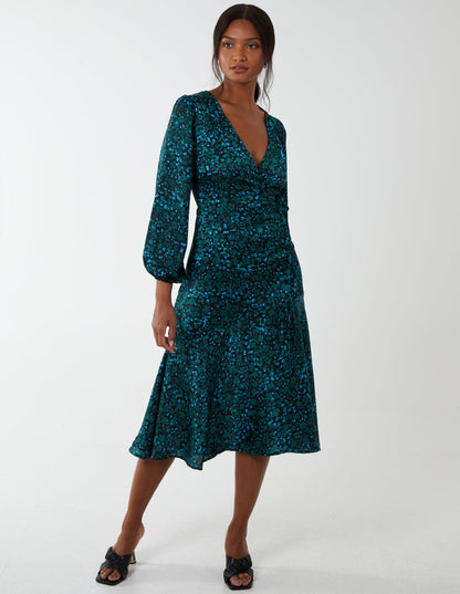 Wrap Front Midi Dress