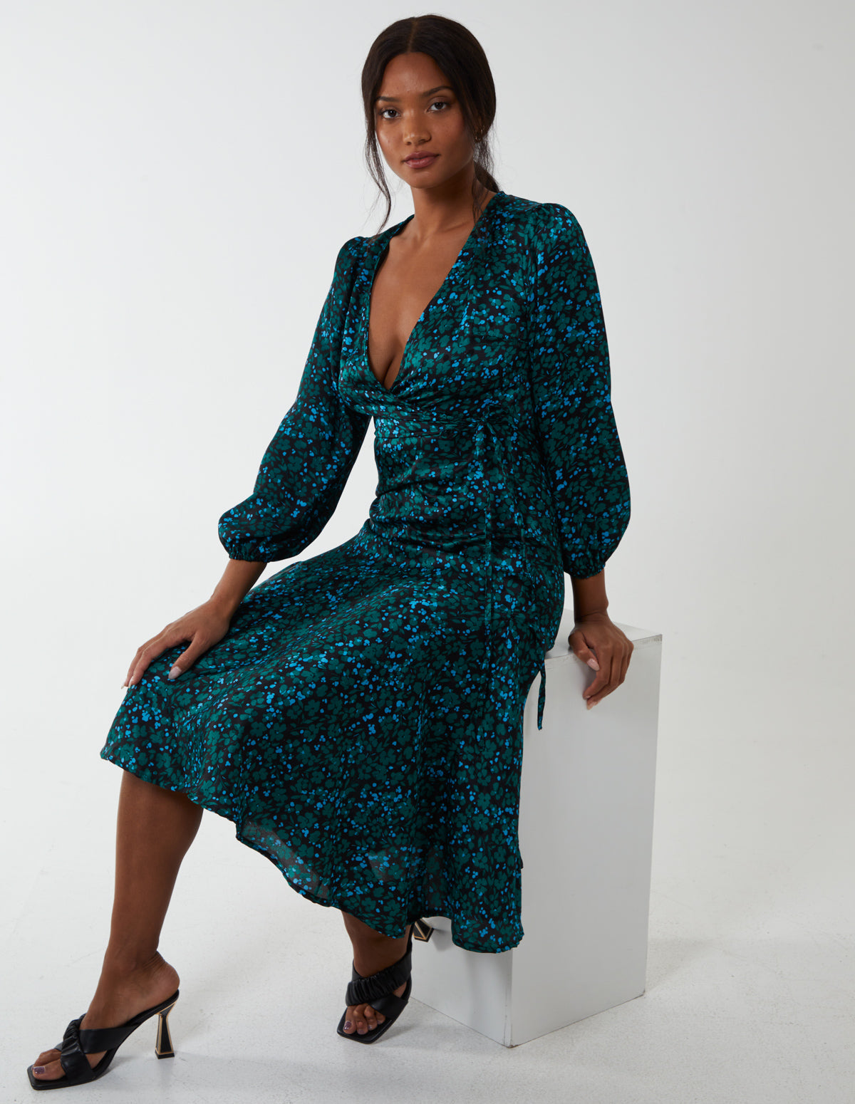 Wrap Front Midi Dress