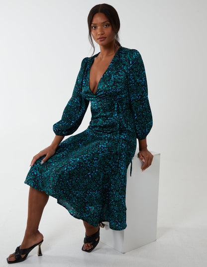 Wrap Front Midi Dress