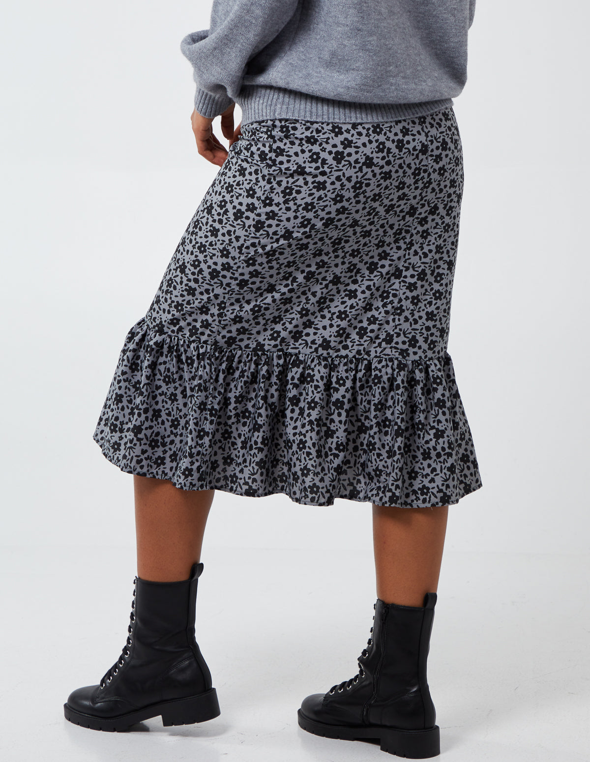 Floral Tiered Midi Skirt