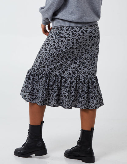 Floral Tiered Midi Skirt
