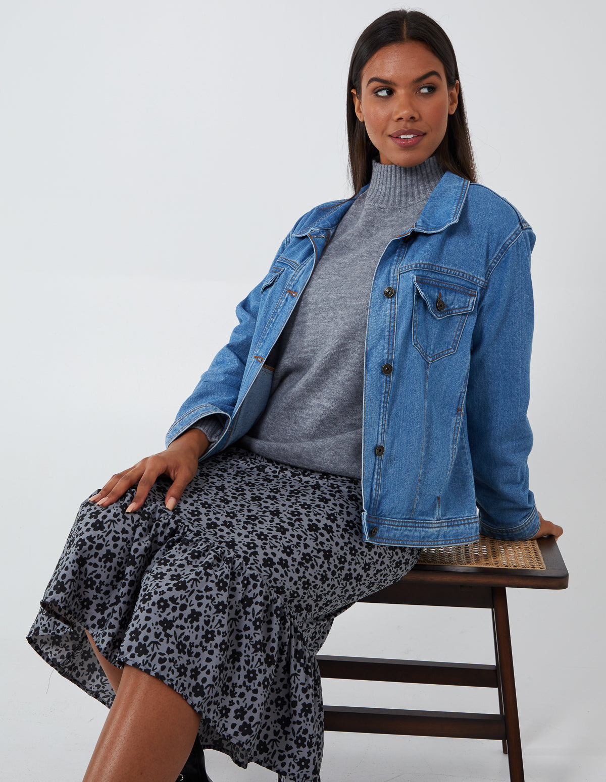 Floral Tiered Midi Skirt