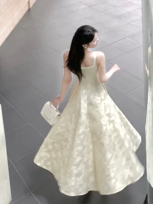 Simple A Line Square Neck White Satin Ankle Length Prom Dresses 17th Nigh Party Birthday Outfits AB2505