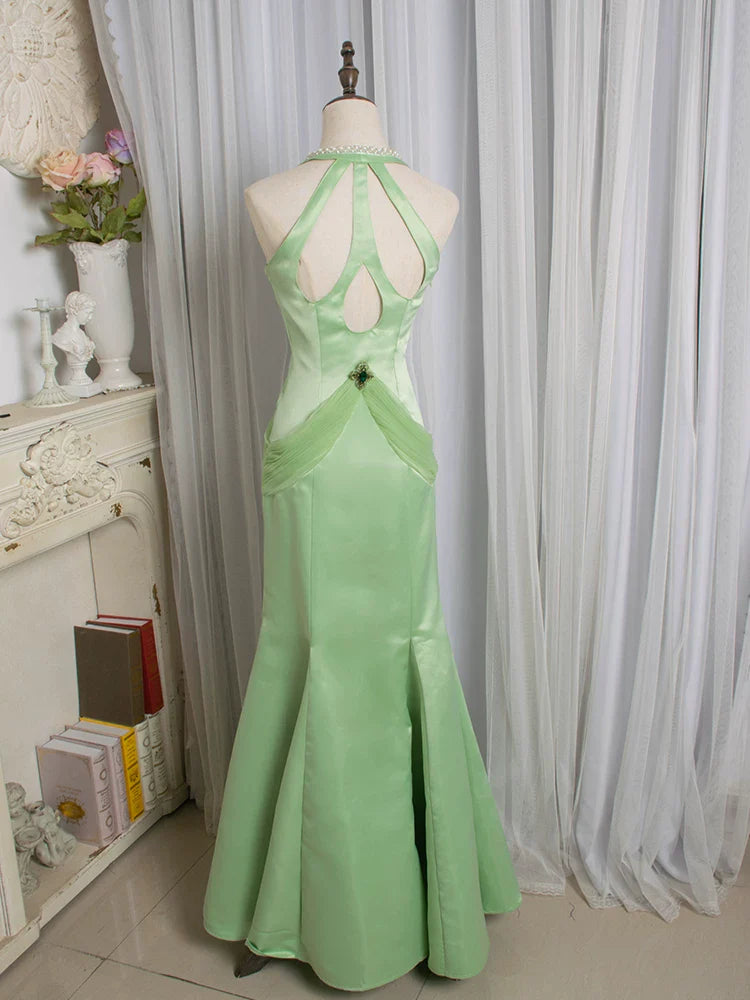 Vintage 1980s Mermaid V Neckline Green Prom Dresses Inspiration Long Party Retro Evening Dress 21st Birthday Outfits AB2372