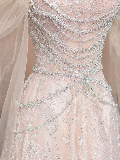 Unique Ball Gown Off The Shoulder Pink With Short Sleeves Prom Dresses Inspiration Party Night Gowns 20th Birthday Outfits AB2256