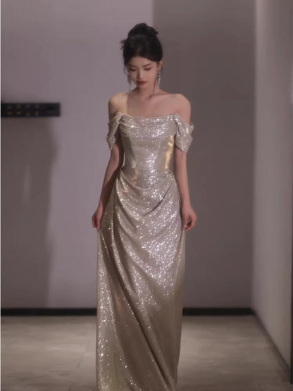 Princess Mermaid Off The Shoulder Sequins Prom Dresses Inspiration Long Party Night Gowns 20th Birthday Outfits AB2250