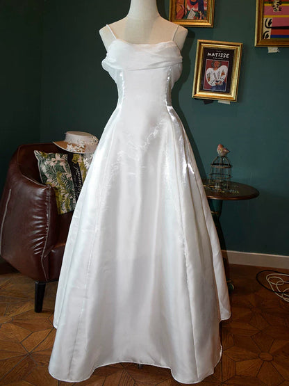 Vintage 1950s Ball Gown Spaghetti Straps White Organza Prom Dresses Inspiration Long Party Retro Evening Dress 20th Birthday Outfits AB2353