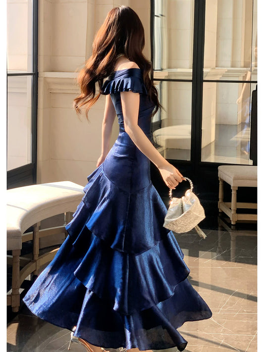 Elegant Mermaid Off The Shoulder Burgundy Long Prom Dresses 16th Nigh Party Birthday Outfits AB2460