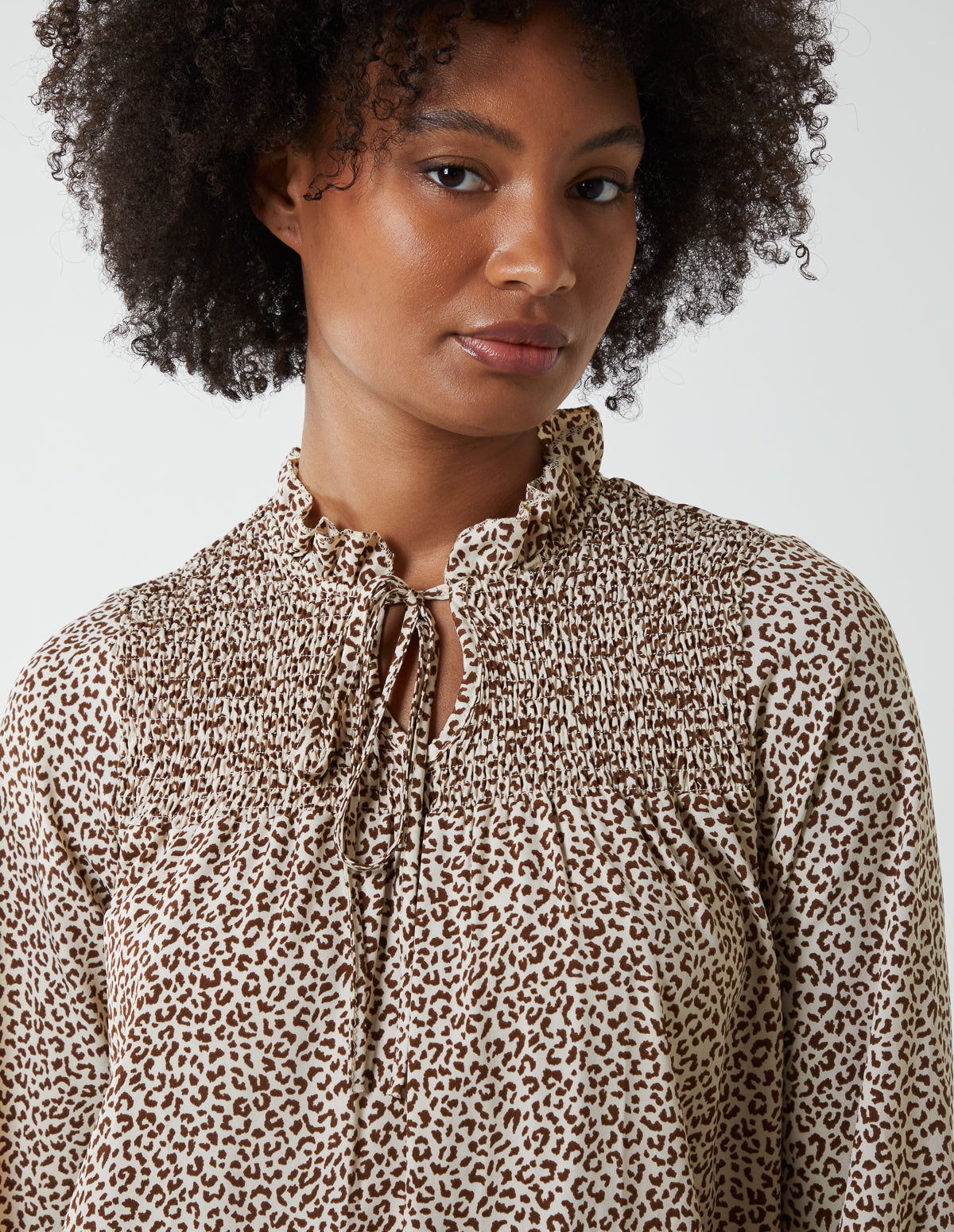 Shirred Cheetah Smock Dress