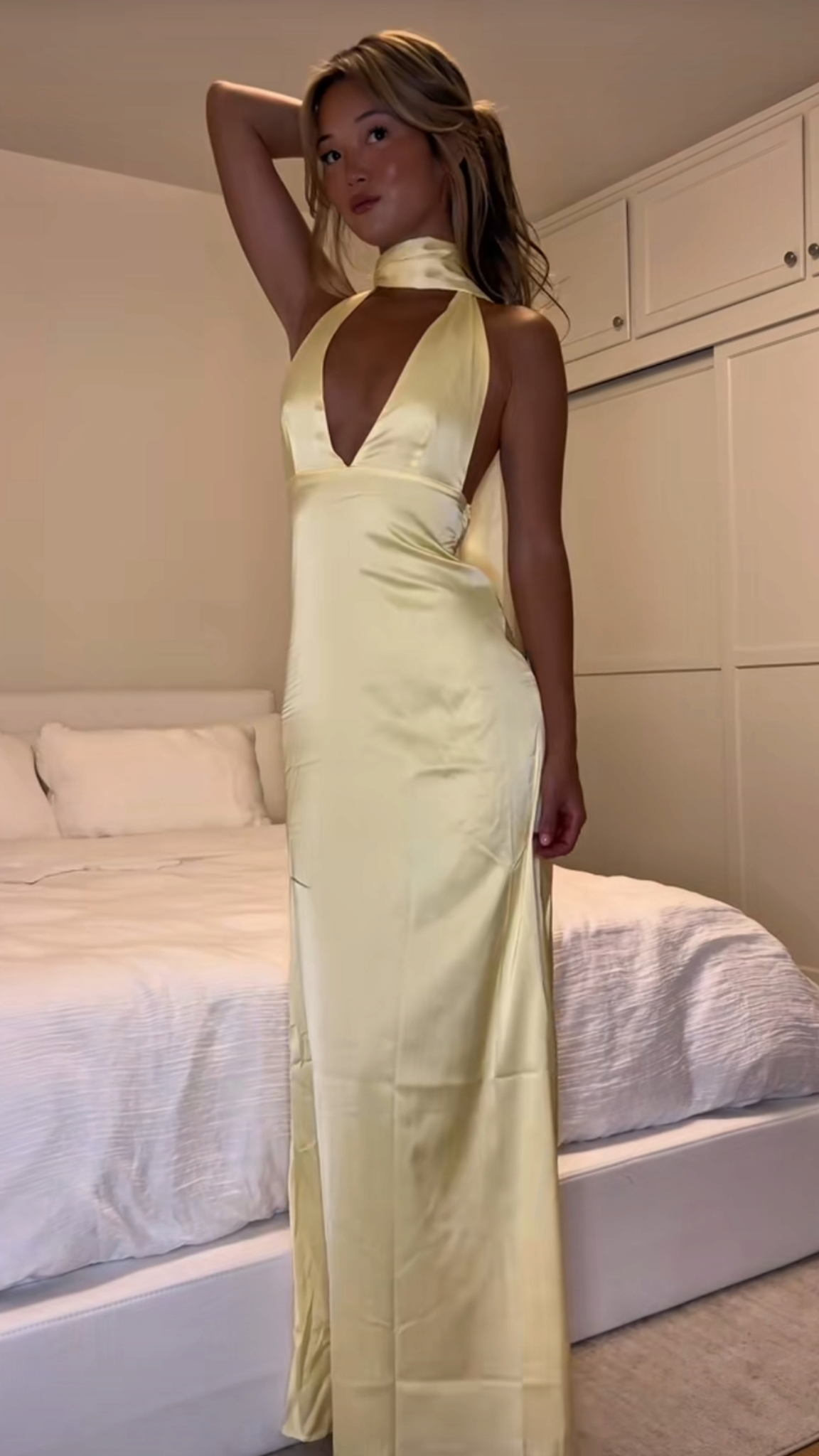 Classy Mermaid V Neck Slim Yellow With Scarf Long Formal Fancy Prom Evening Dresses Dinner Outfits Classy Party Gown AB2054