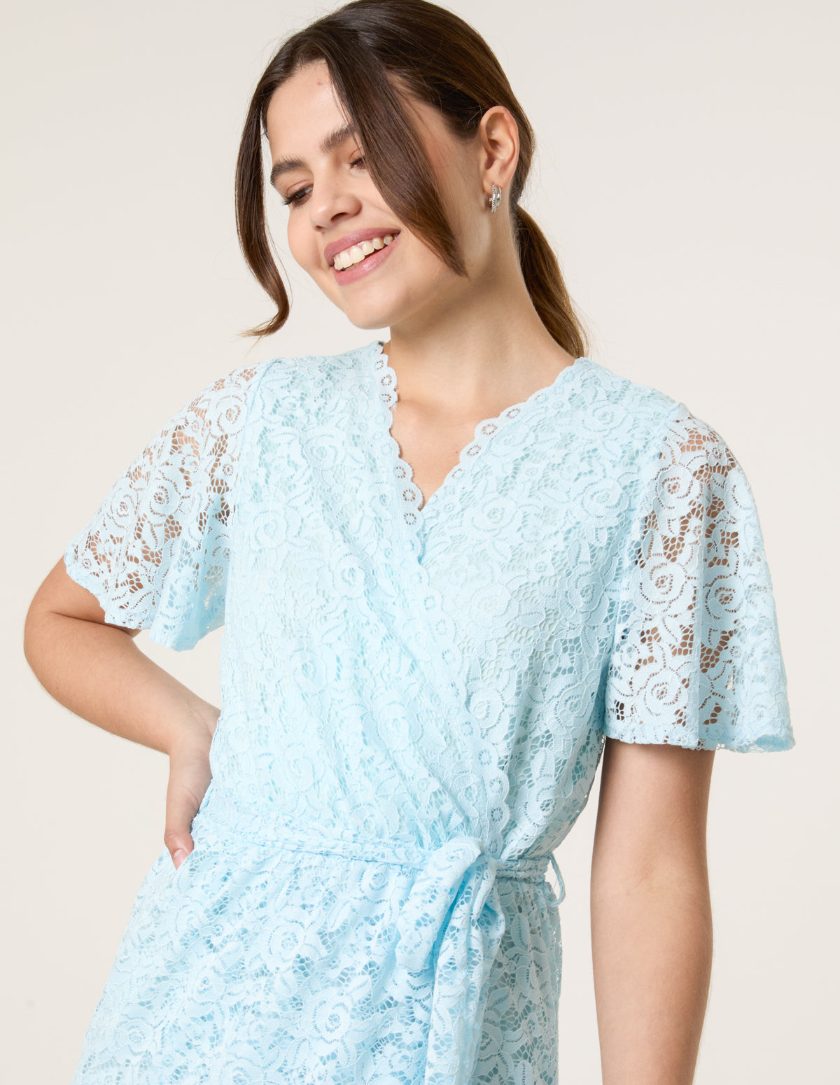 Lace Wrap Over Midi Dress