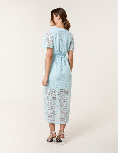 Lace Wrap Over Midi Dress