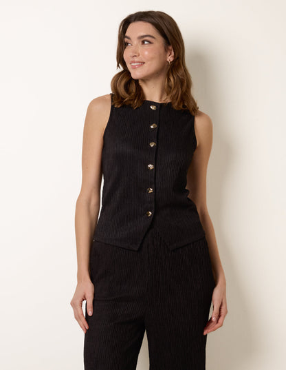 Crew Neck Button Through Vest
