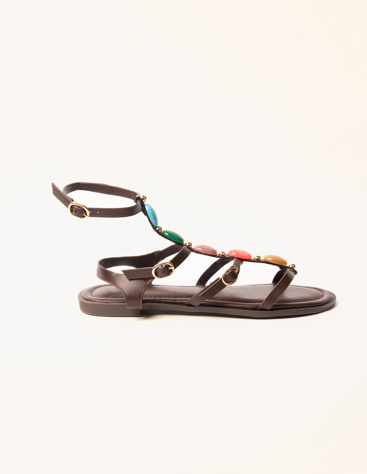 Beaded Gladiator Flat Sandals