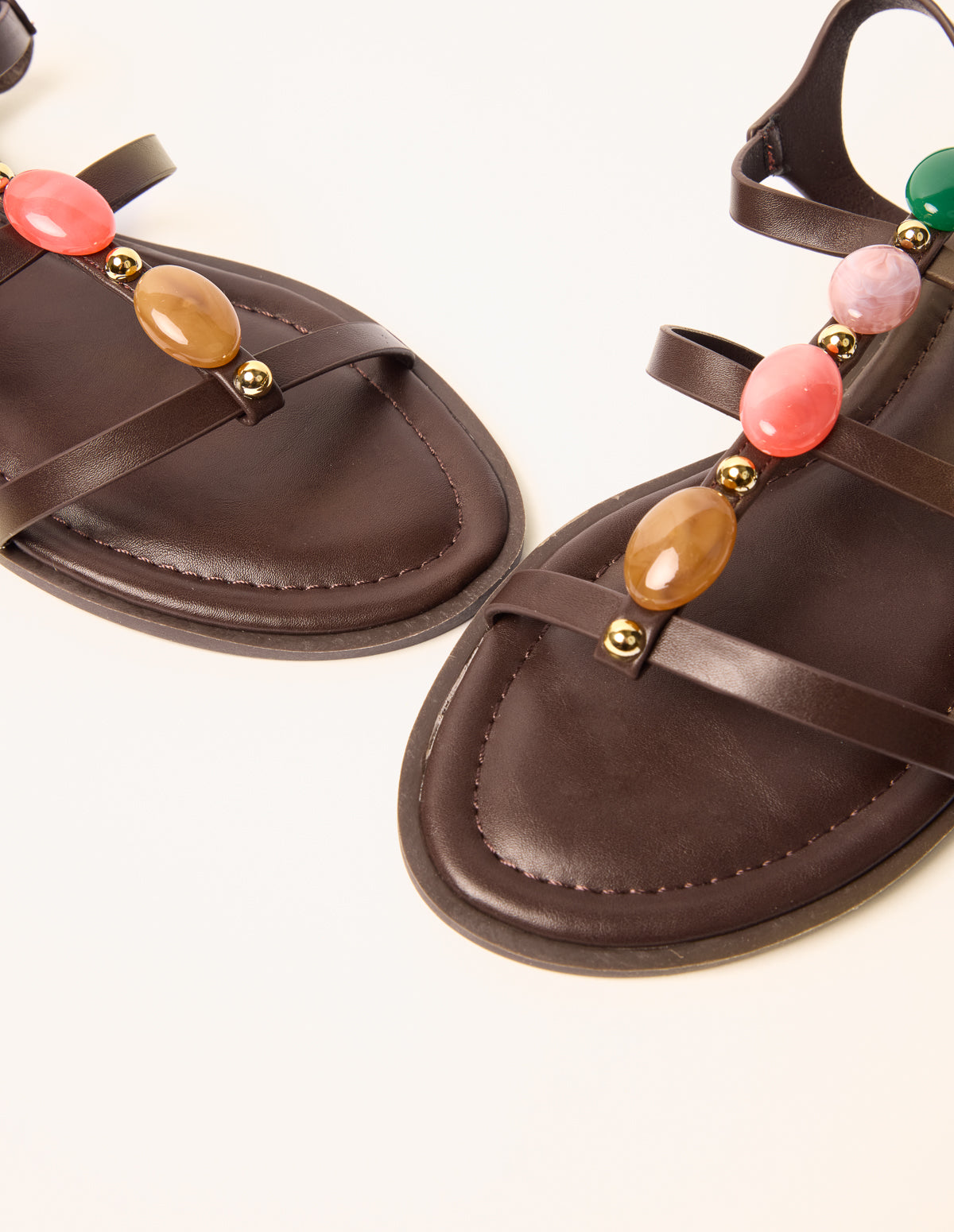 Beaded Gladiator Flat Sandals