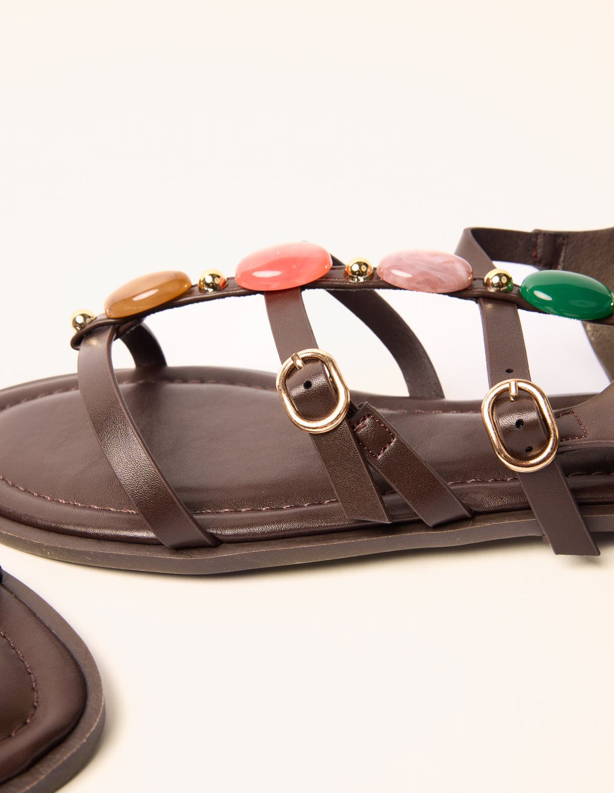 Beaded Gladiator Flat Sandals