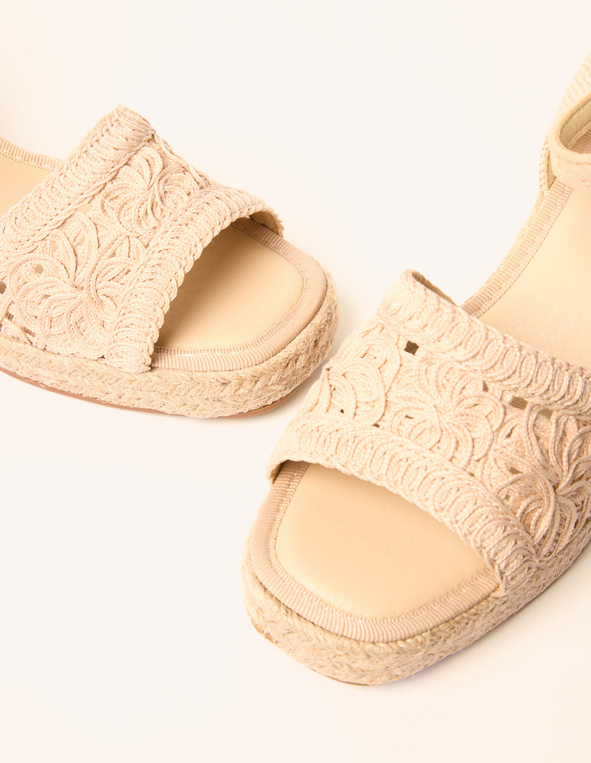 Broderie Detail Platform Sandals