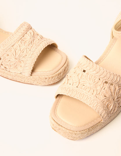 Broderie Detail Platform Sandals