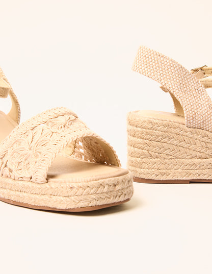 Broderie Detail Platform Sandals