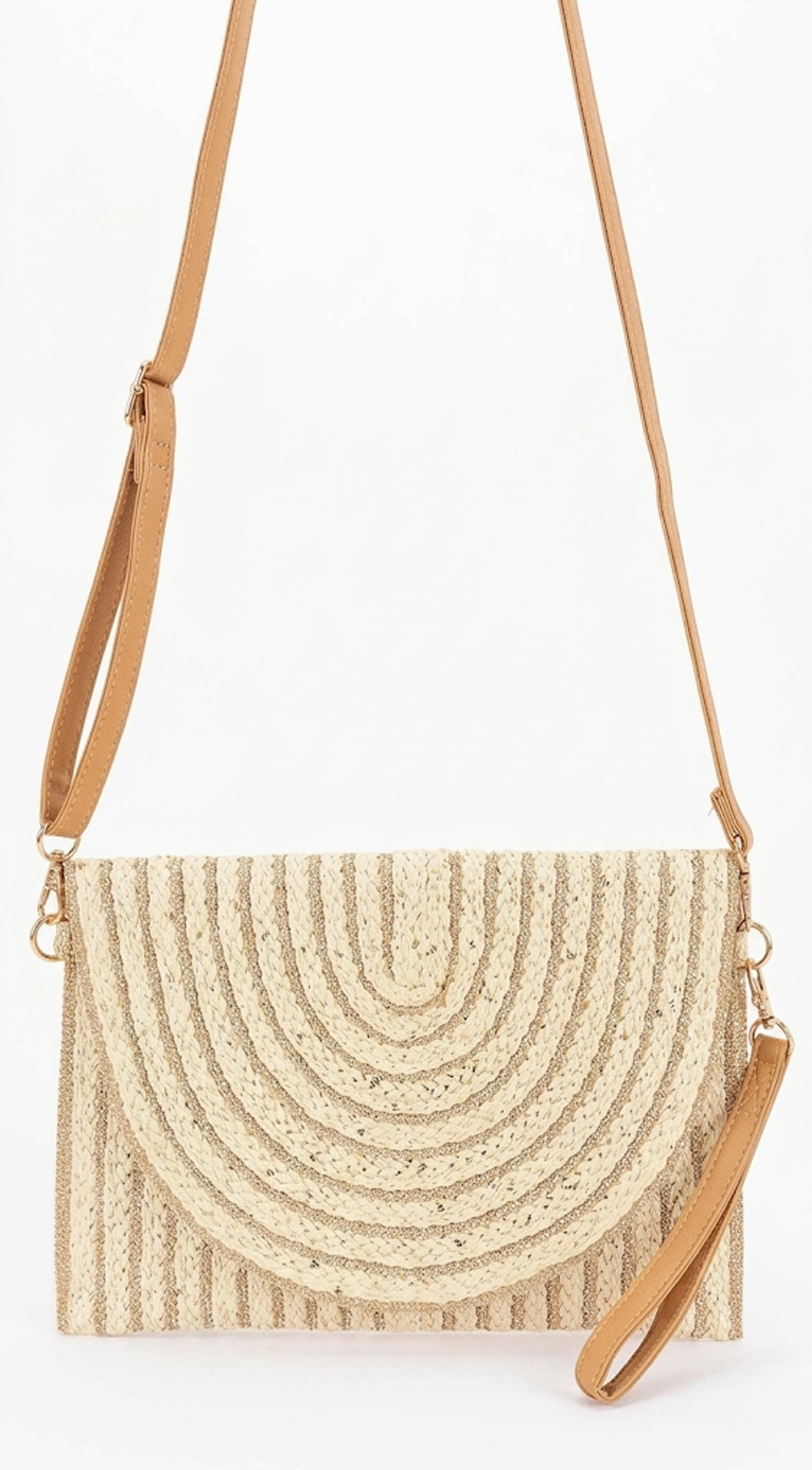 Alia Braided Envelope Clutch Bag - Ivory