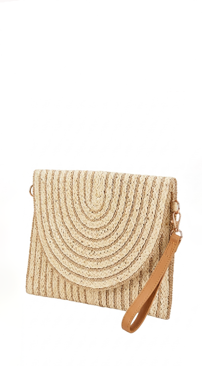 Alia Braided Envelope Clutch Bag - Ivory