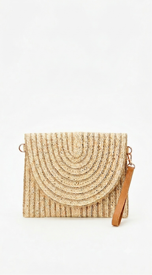 Alia Braided Envelope Clutch Bag - Ivory