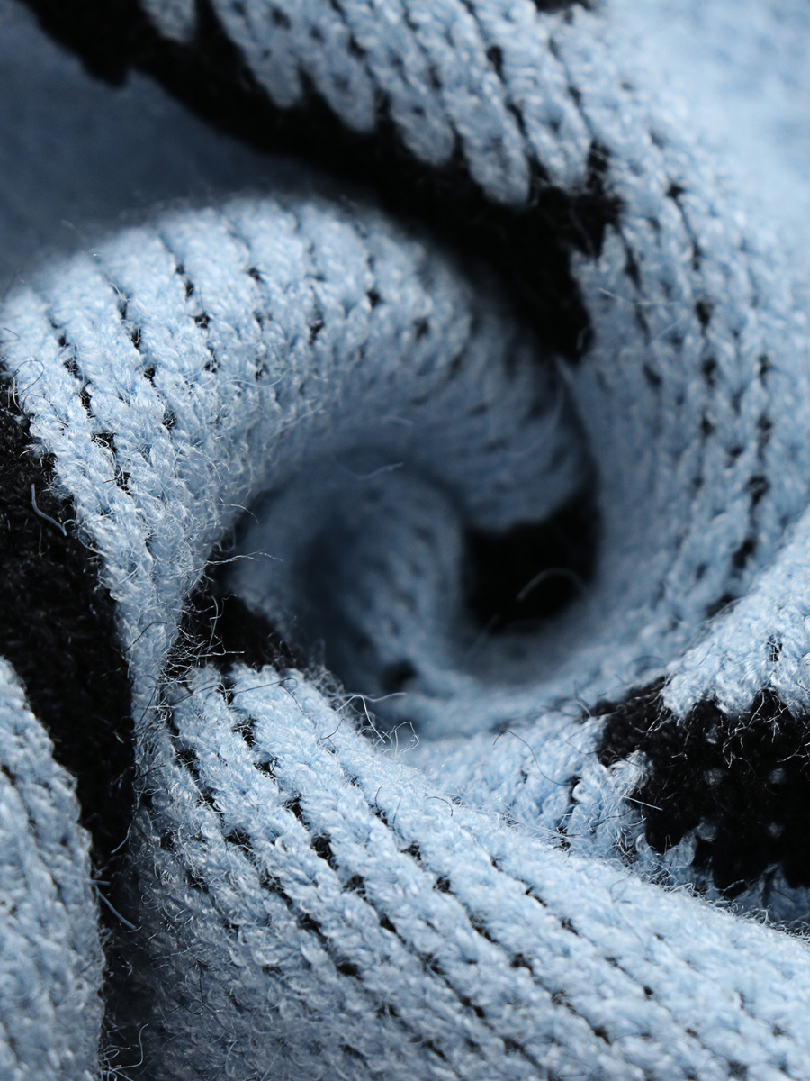 Smiley Polar Bear Knit Sweater Dress - Blue