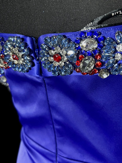 Vintage Prom Dresses Inspo Mermaid Off The Shoulder Royal Blue Satin With Beading For Women Formal Dress N3212