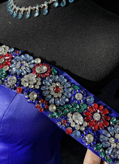 Vintage Prom Dresses Inspo Mermaid Off The Shoulder Royal Blue Satin With Beading For Women Formal Dress N3212