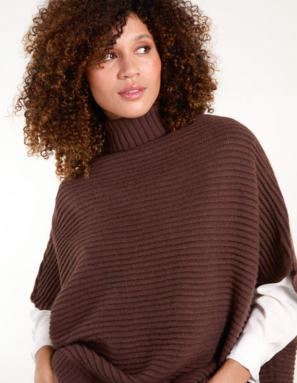 High Neck Oversized Ribbed Tabard Jumper
