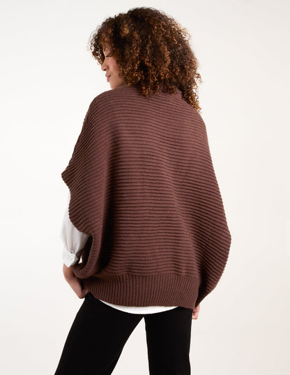 High Neck Oversized Ribbed Tabard Jumper