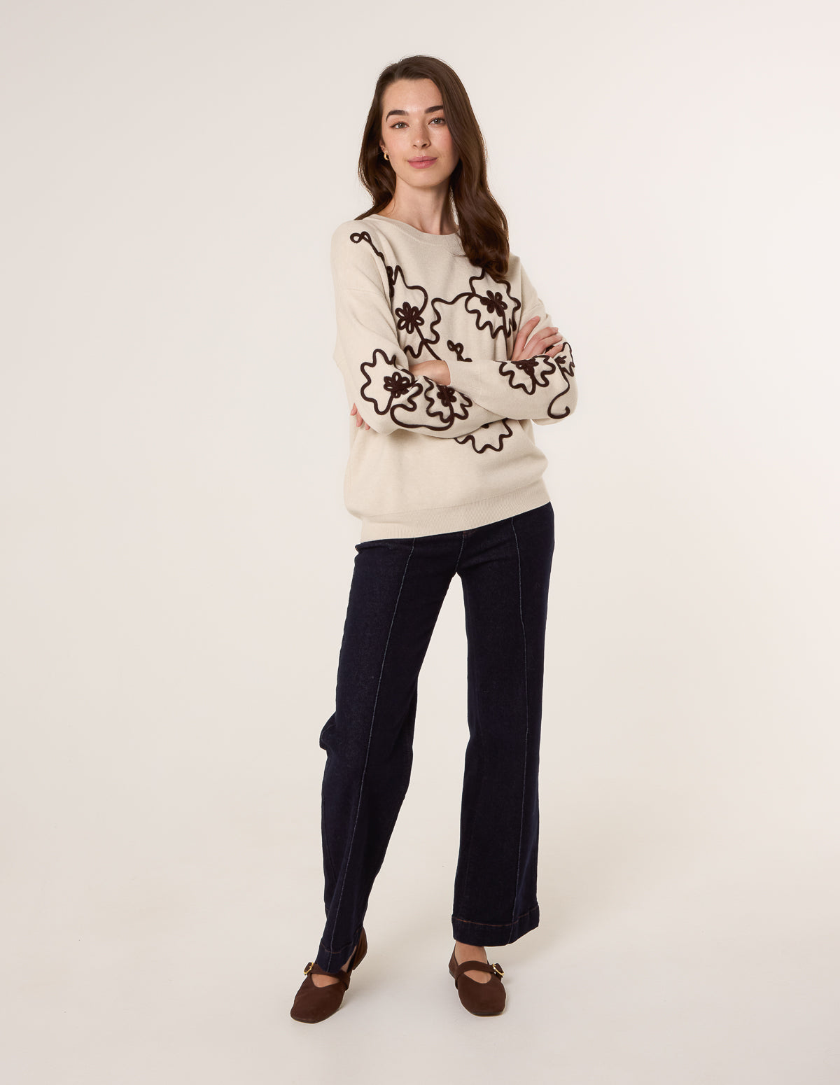 Floral Embroidery Detailed Jumper