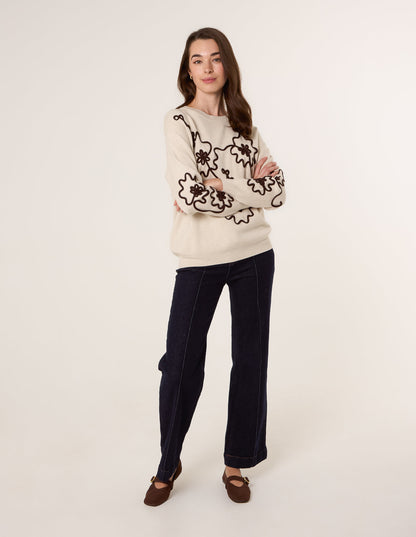 Floral Embroidery Detailed Jumper