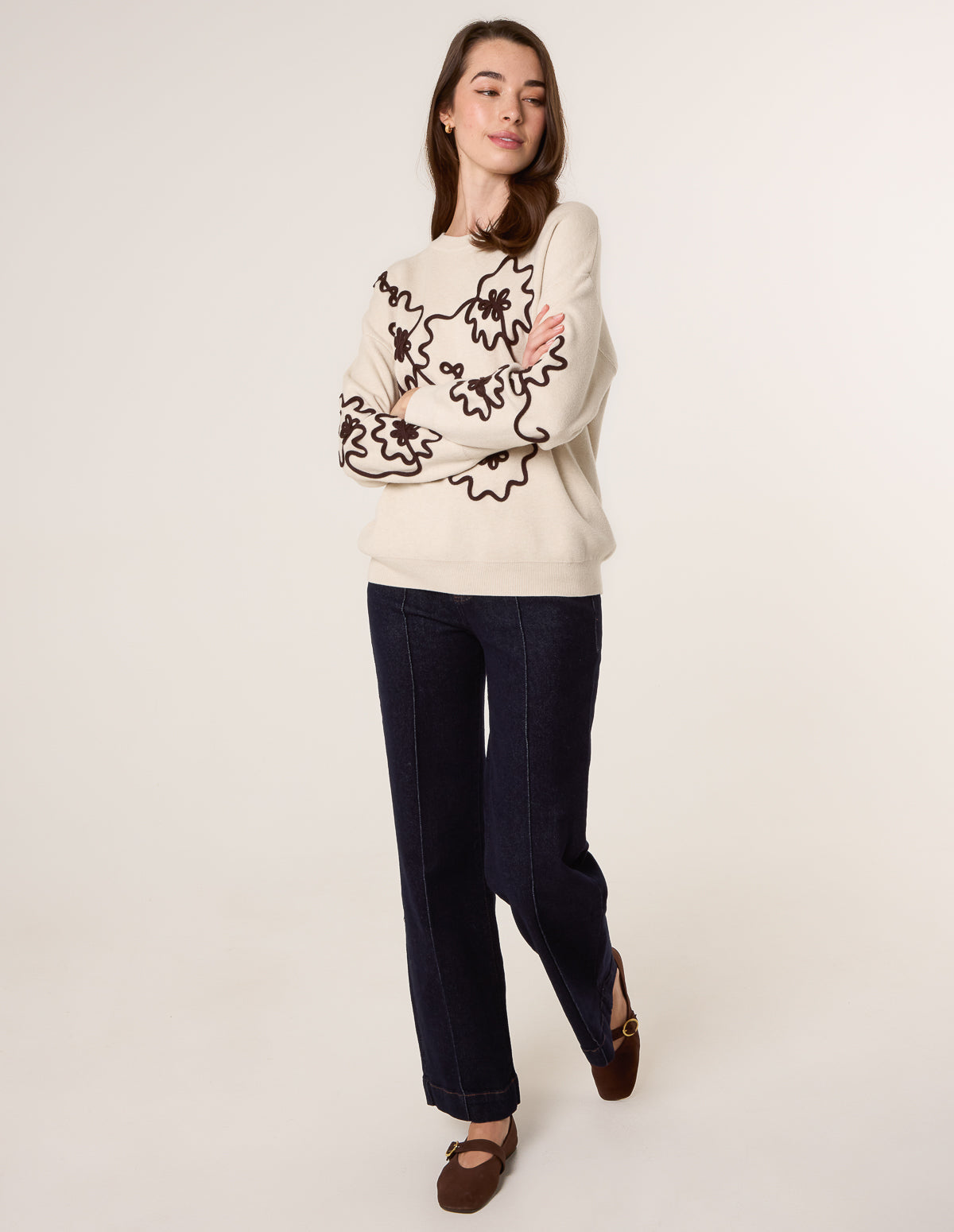 Floral Embroidery Detailed Jumper