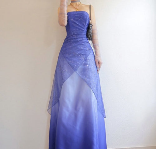 Y2K Layered A line Strapless Lilac Gradient Colors Sleeveless Long Formal Dress 21st Birthday Prom Dresses N2404