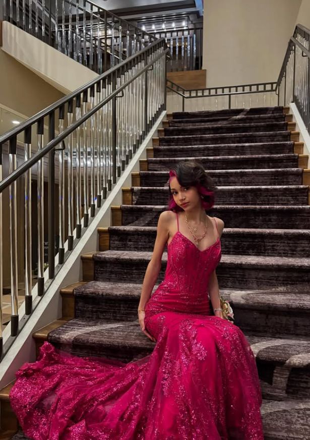 Glitter Mermaid Prom Dress Women Hot Pink Sequins Long Formal Dance Evening Party Gowns AB1716