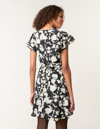 Printed Frill Sleeve Mini Dress