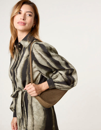 Printed Puff Sleeve Button Through Midi Dress