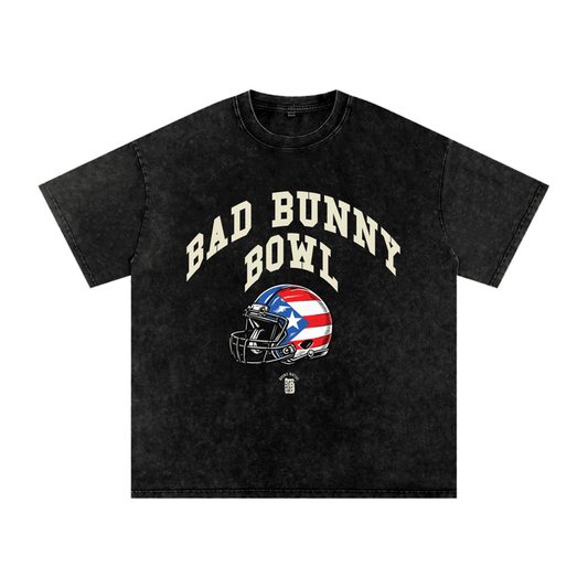 Bad Bunny Bowl Snow Washed Oversized Cotton T-Shirt