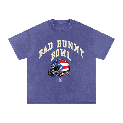 Bad Bunny Bowl Snow Washed Oversized Cotton T-Shirt