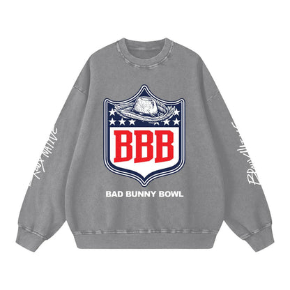 Bad Bunny Bowl Snow Washed Oversized Sweatshirt